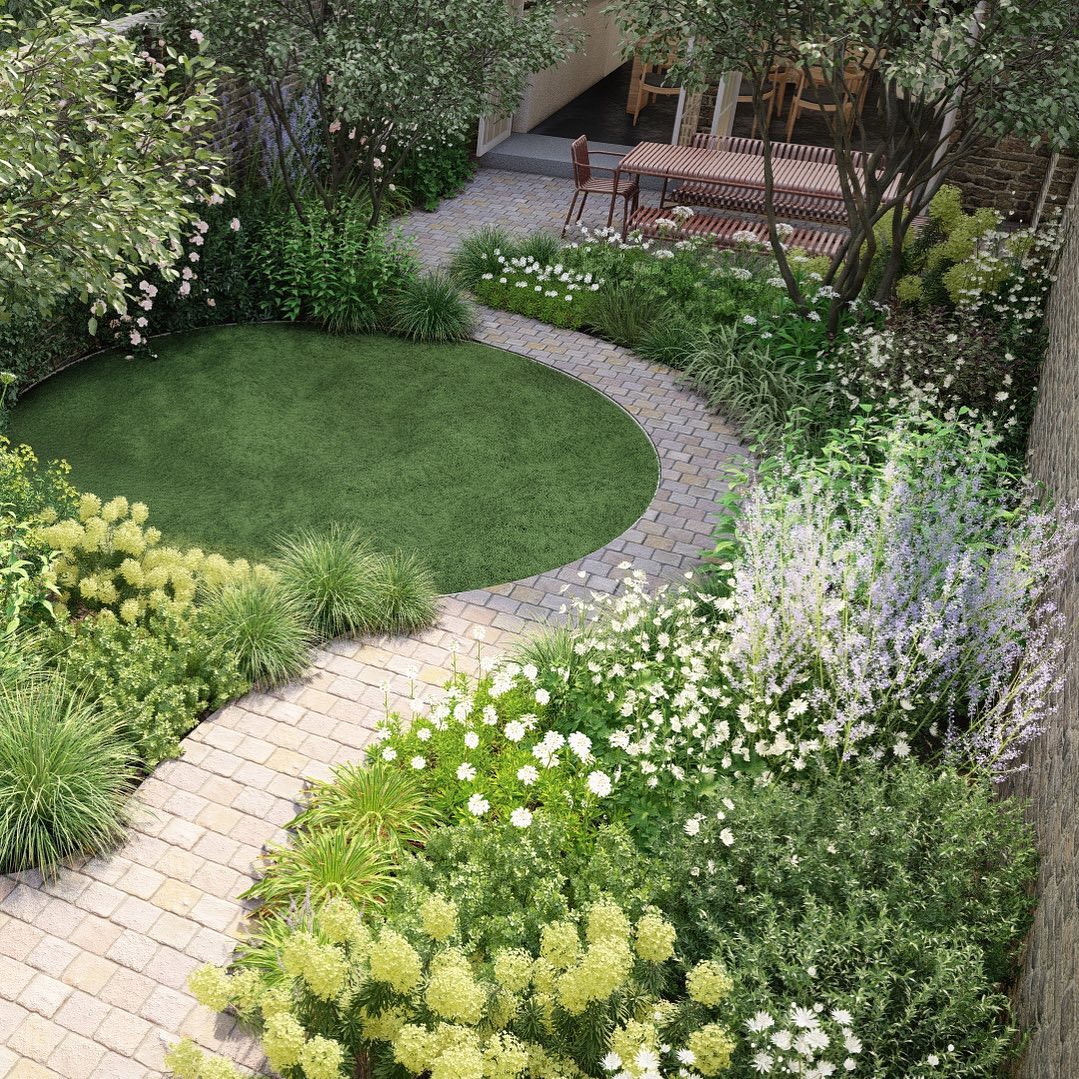21. Moonlit Pathway with Stepping Stones and Lanterns In a Compact Garden Nook
