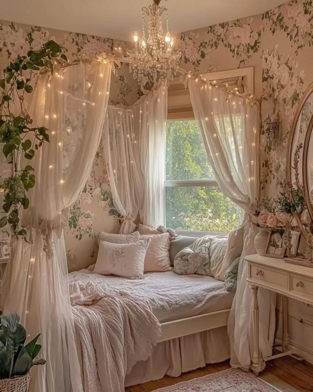 30. the Crimson Velvet Bed and Geometric Wall Art Ensemble