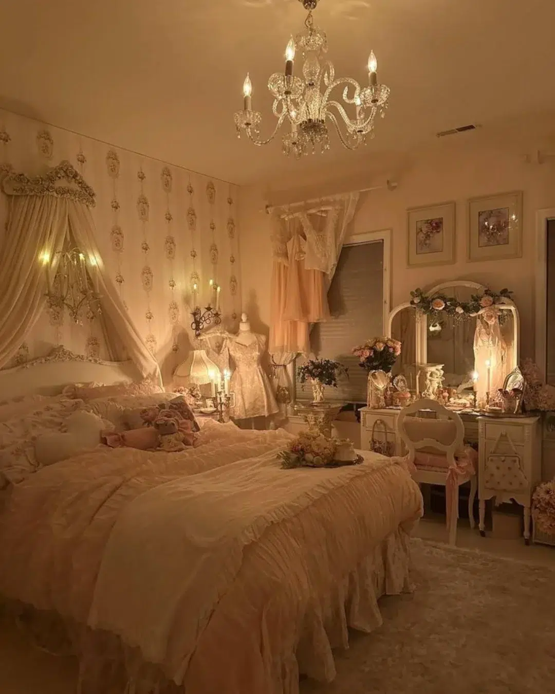 23. Moonlit Lavender and Gold Accents Bedroom Haven