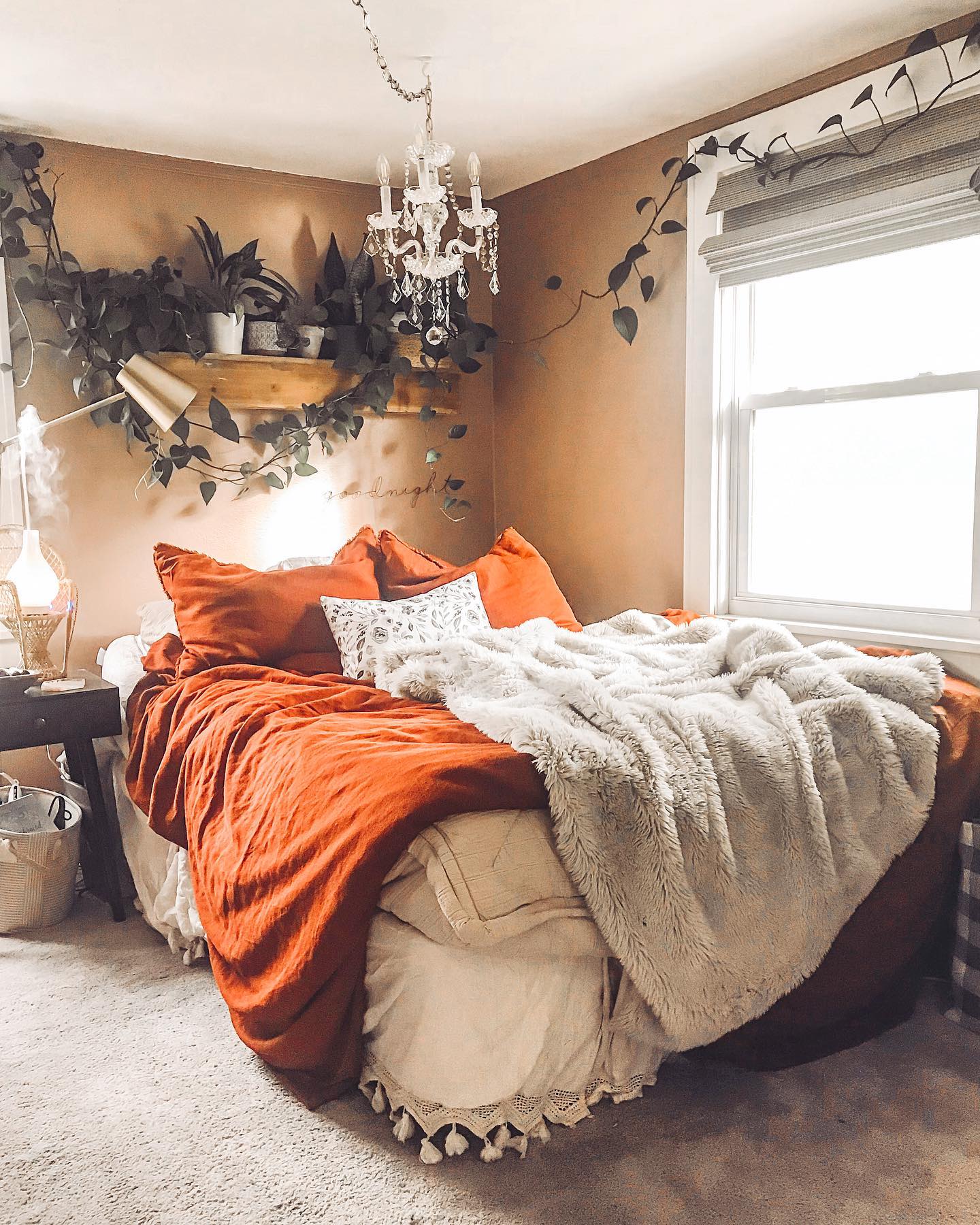 16. Cozy Nook with a Floating Bed and Starry Night Accent Wall