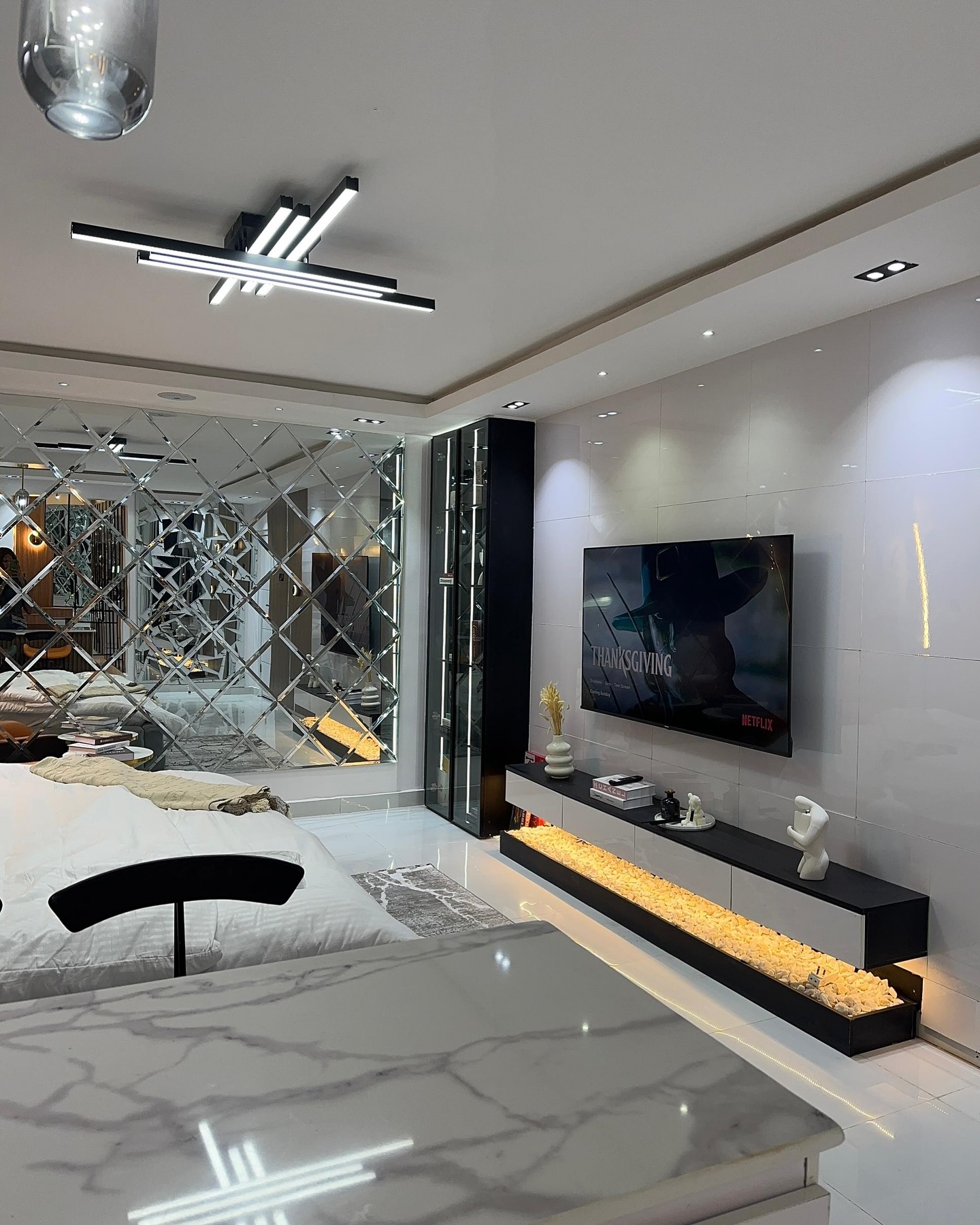 11. a Sunlit Alcove with a Suspended Canopy Bed and Geometric Rug