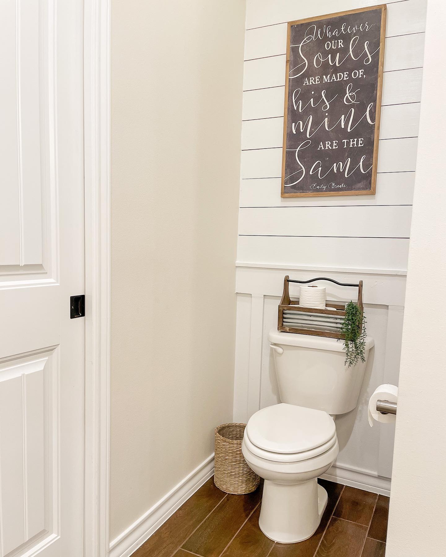 8. Shiplap Serenity with a Twist Of Industrial Elegance: Exposed Bulb and Copper Pipe Accents
