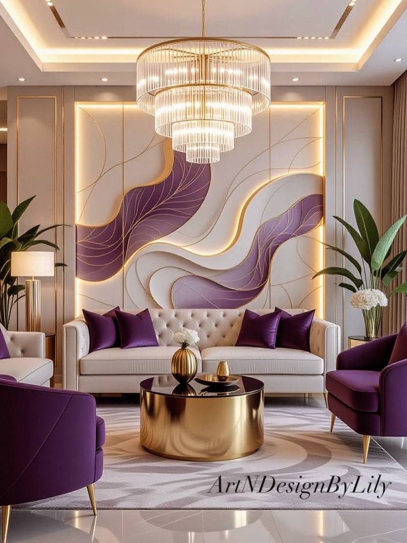 45. the Velvet Sofa with Geometric Pillows Against a Teal Wall