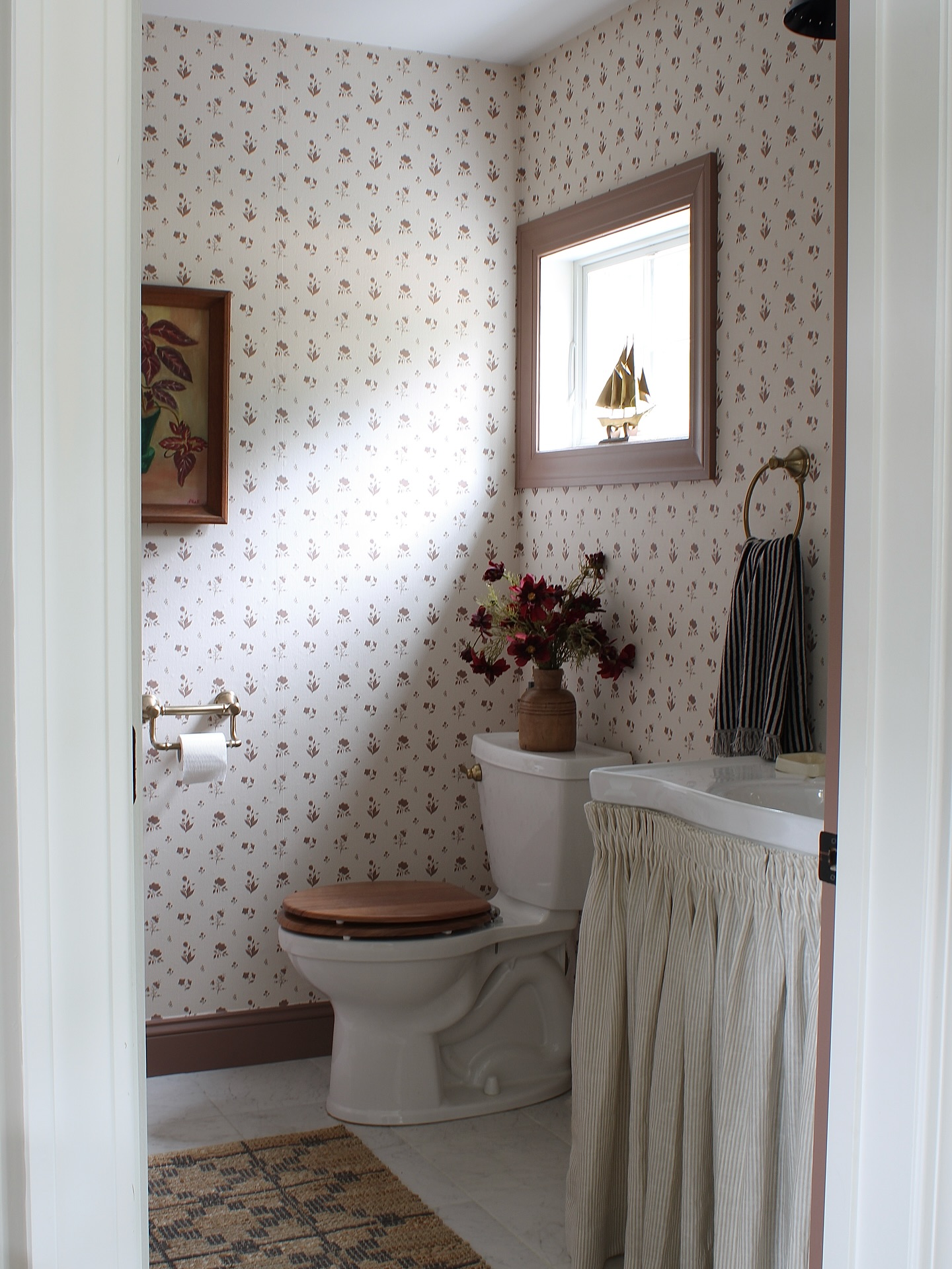 16. the Cerulean Waves and Geometric Intricacies Bathroom Wallpaper