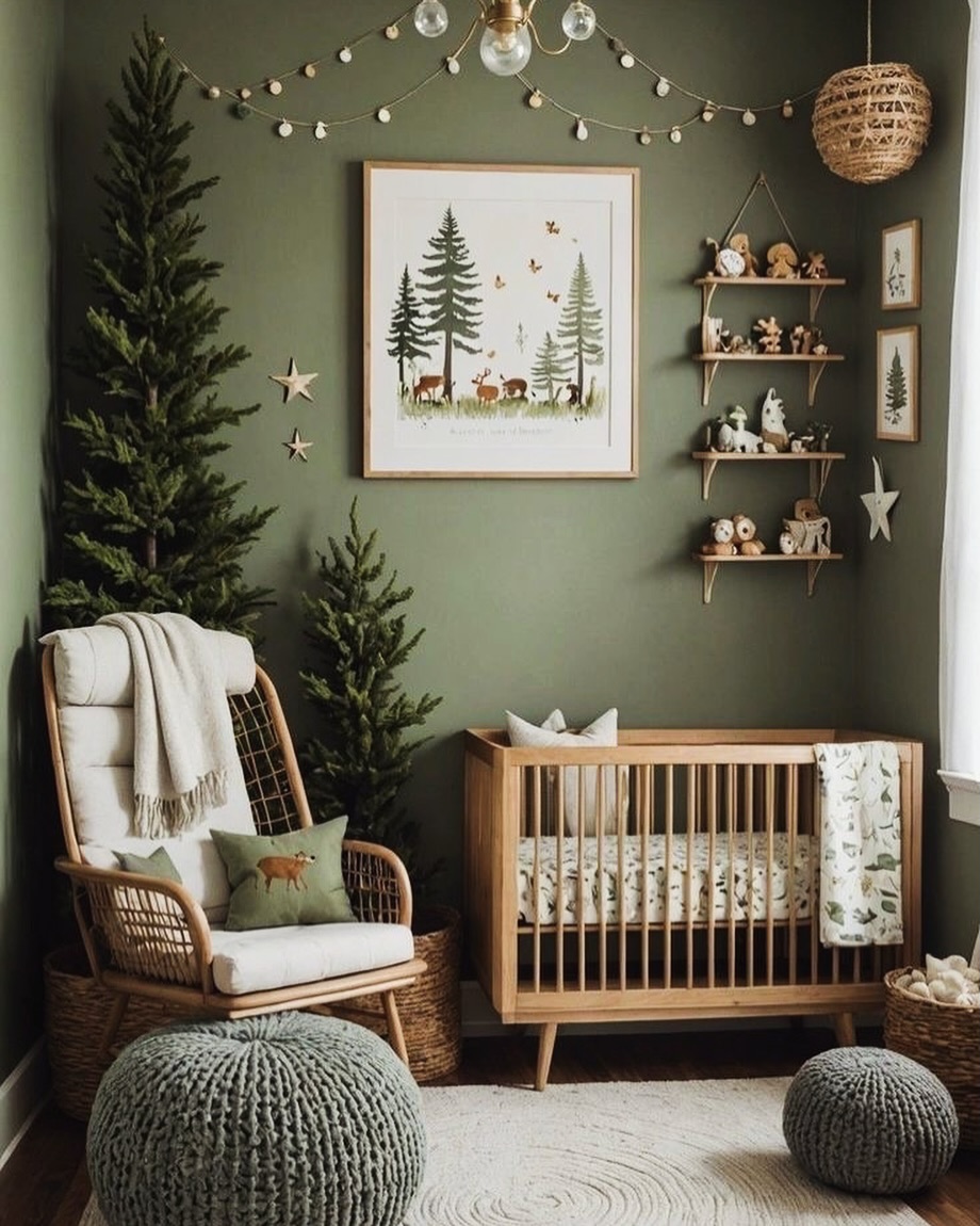 6. Moonlit Whispers: Soft Grey Crib and Starry Night Mobile In a Minimalist Nursery