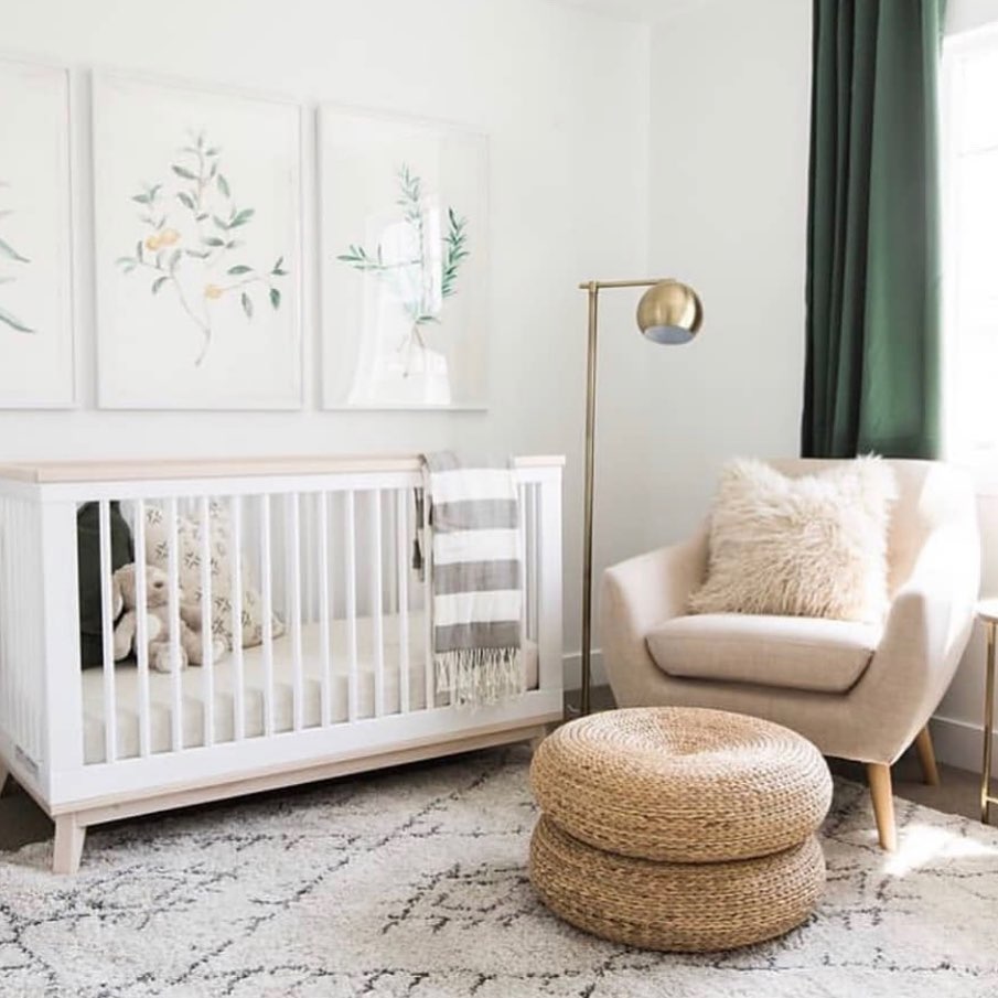 31. Soft Blush Mobiles and Geometric Shadows In a Corner Crib Haven