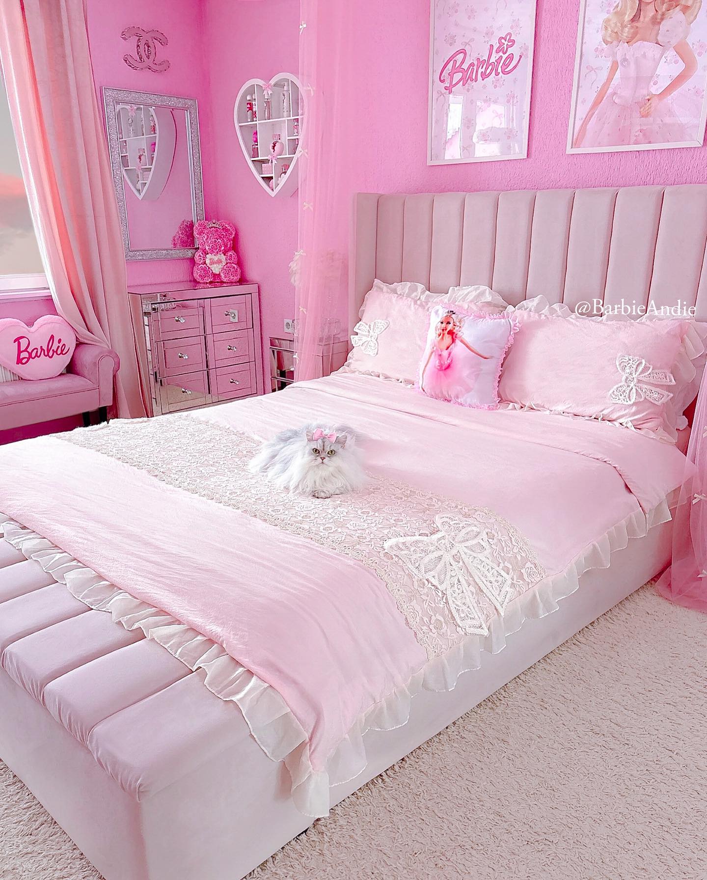 23. Moonlit Romance with Rose Petal Accents: the Unique Pink Bedroom