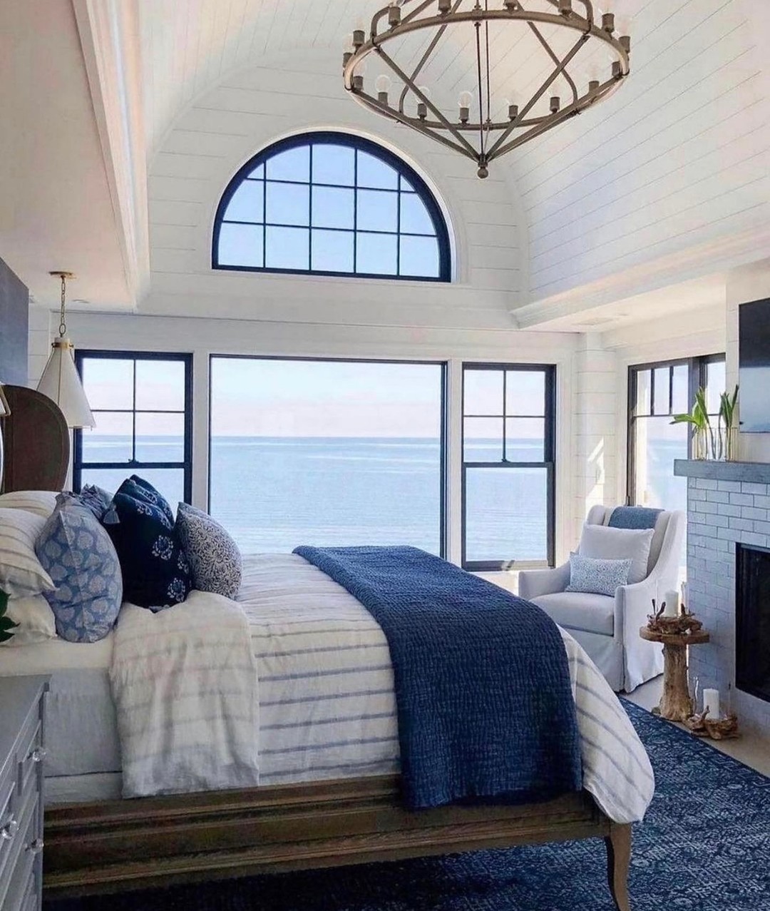 28. Waves Of Tranquility: Seashell Mobile and Driftwood Nightstand In Coastal Retreat
