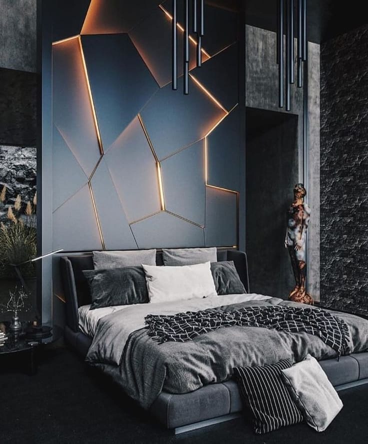 17. Masculine Monochrome with Industrial Edge and Green Accents