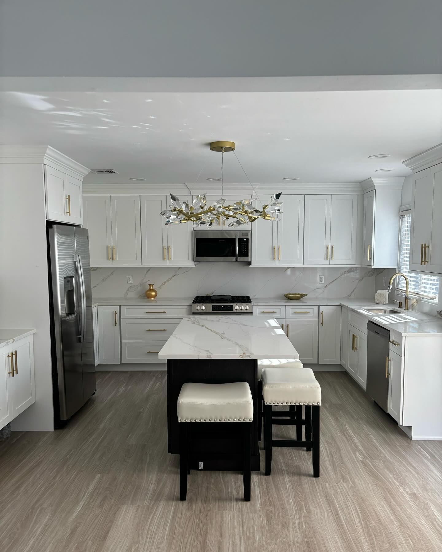 12. the Pecan Wood Cabinetry with Copper Accents and Open Shelving
