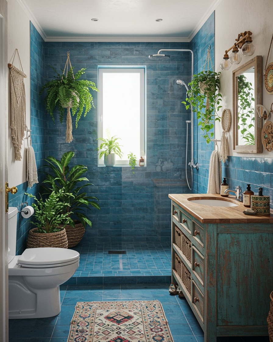 22. Bohemian Seashell Mosaic Sink and Copper Tub Fusion