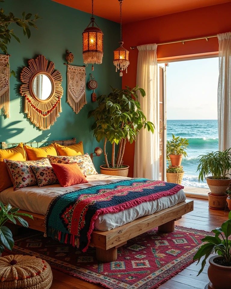 25. Sunlit Macrame Dreamcatcher Over Woven Baskets and Potted Succulents
