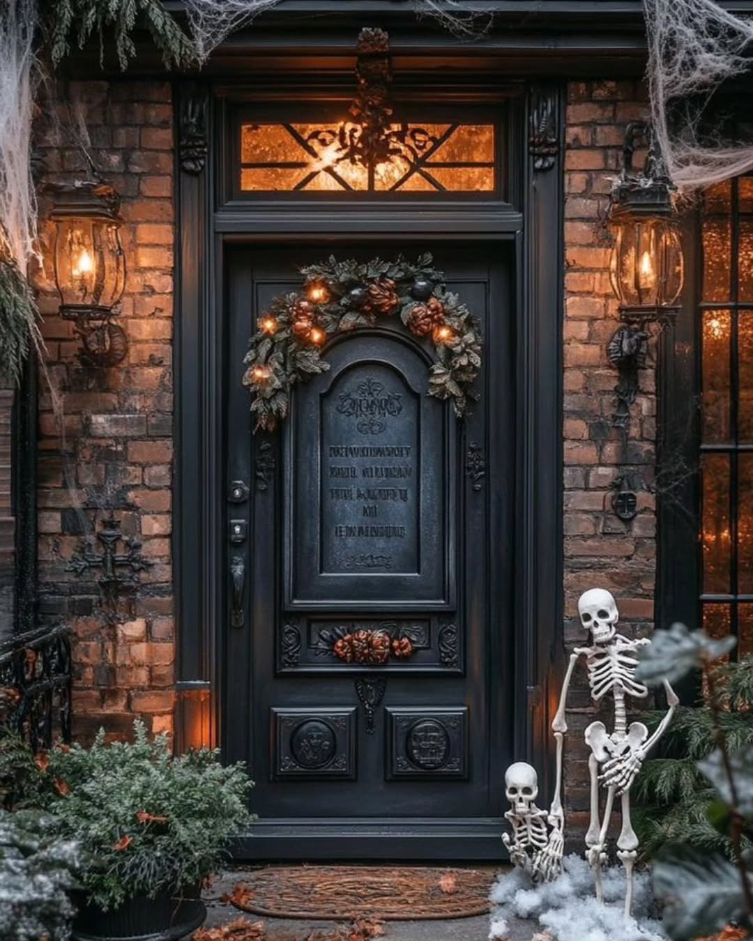 18. Spooky Silhouettes and Glowing Eyes on a Haunted Pumpkin Pathway