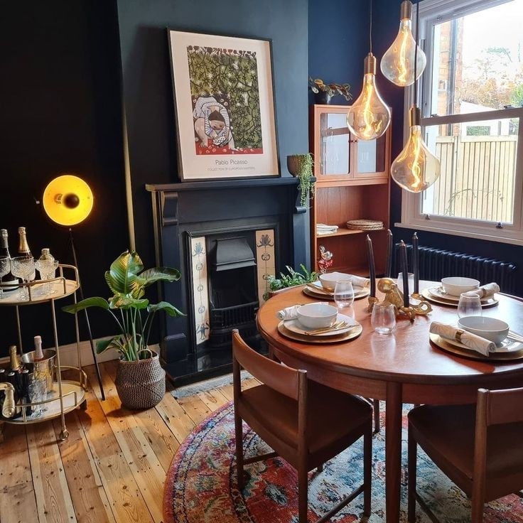 20. Mid-century Walnut Table with Angular Legs and Sunken Centerpiece