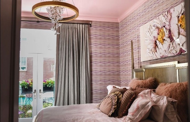 38. Moonlit Canopy Bed with Lavender Accents In a Petite Sanctuary