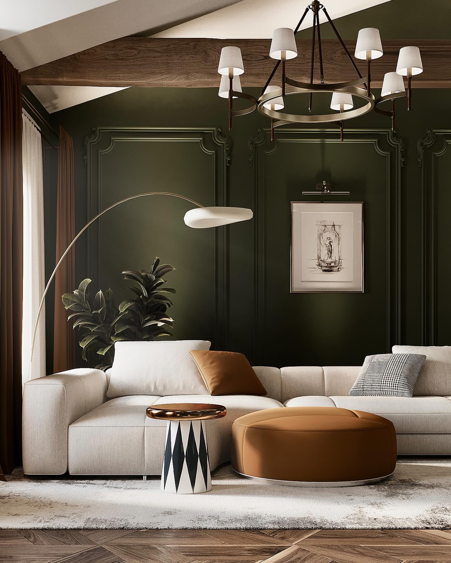 2. the Asymmetrical Bookcase and Monochrome Rug Minimalist Haven