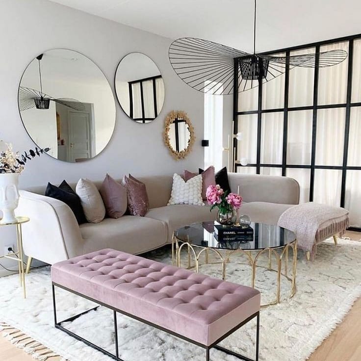 28. a Symphony Of Curves: the Elliptical Sofa and Floating Orb Lights