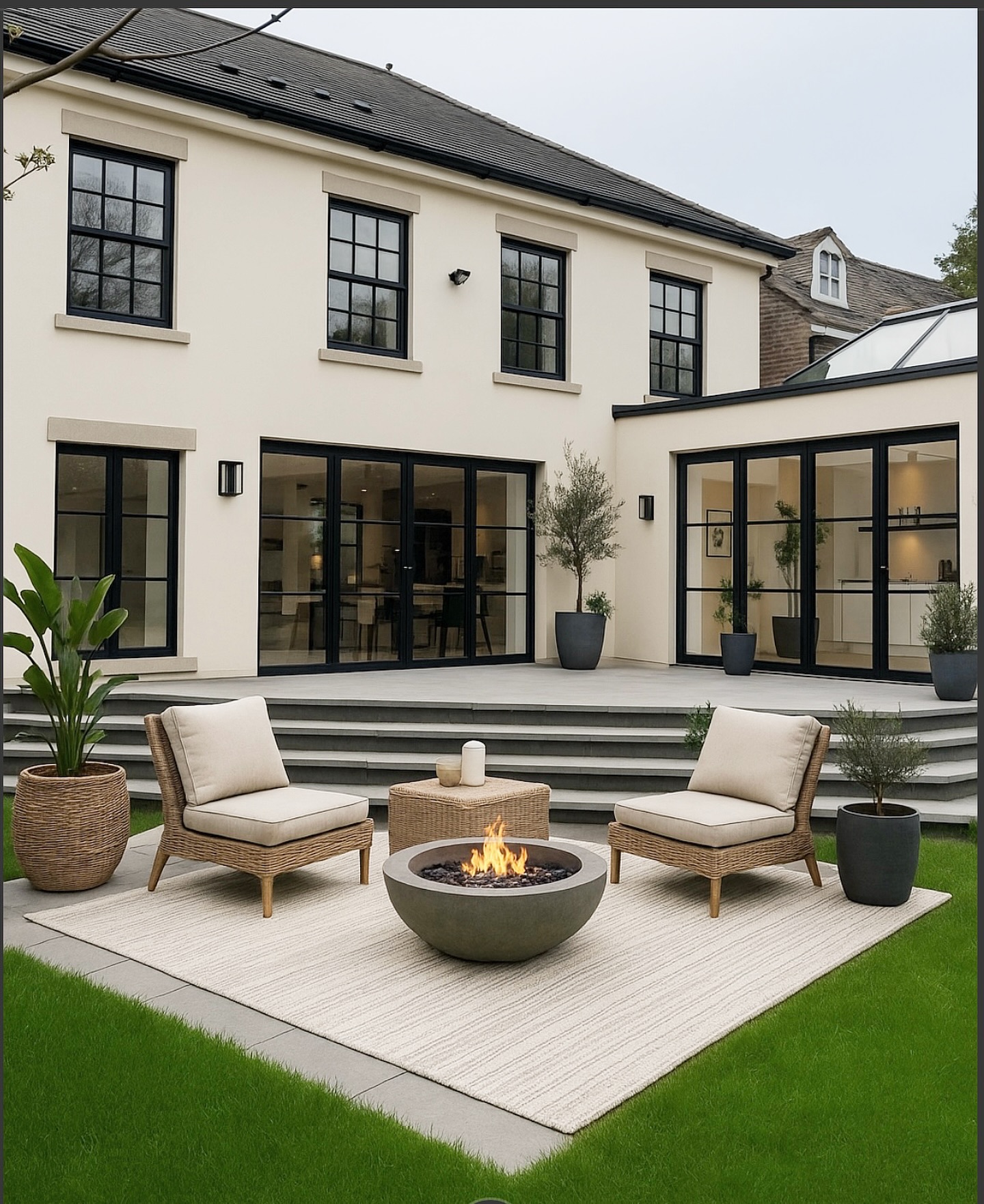 6. a Sunlit Mosaic Of Comfort: Rattan Lounge with Terracotta Pots and Lemon Trees
