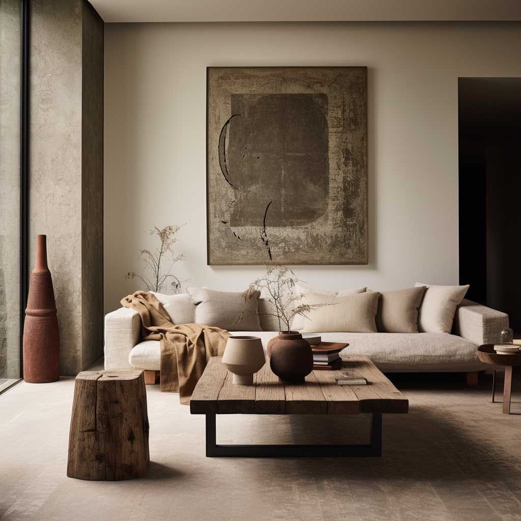 7. Moonlit Forest Retreat: a Living Room with Emerald Velvet and Geometric Wood Accents