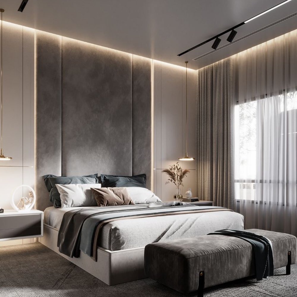 16. Moonlit Serenity: the Whisper Of White Drapes Against Charcoal Walls
