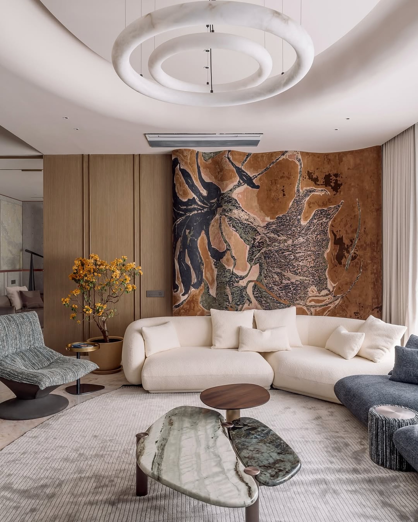 42. the Intersection Of Rustic Wood and Geometric Glass: a Living Room Odyssey