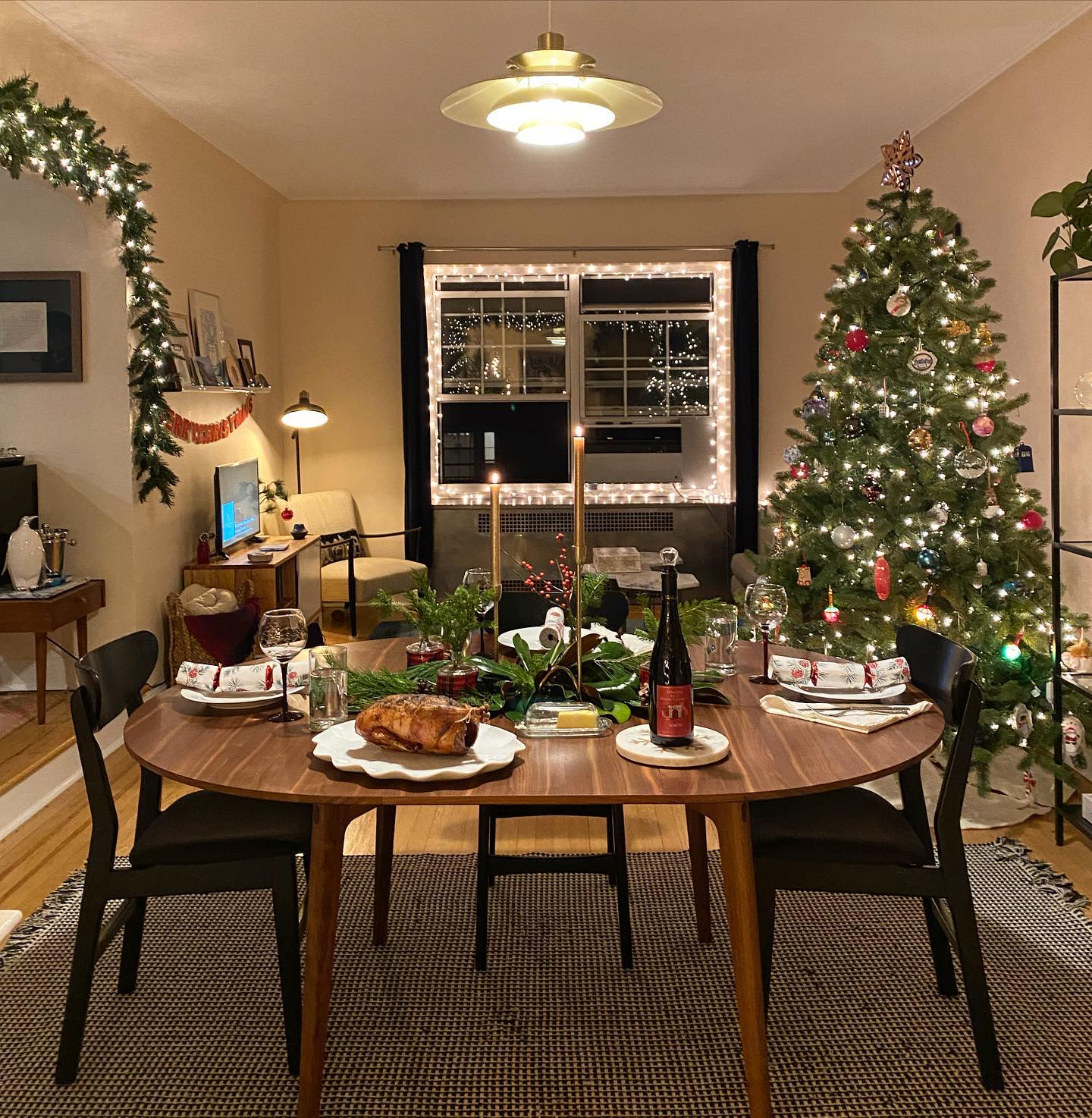 5. a Tinsel-wrapped Ladder Leaning Against a Snowy Mantelpiece