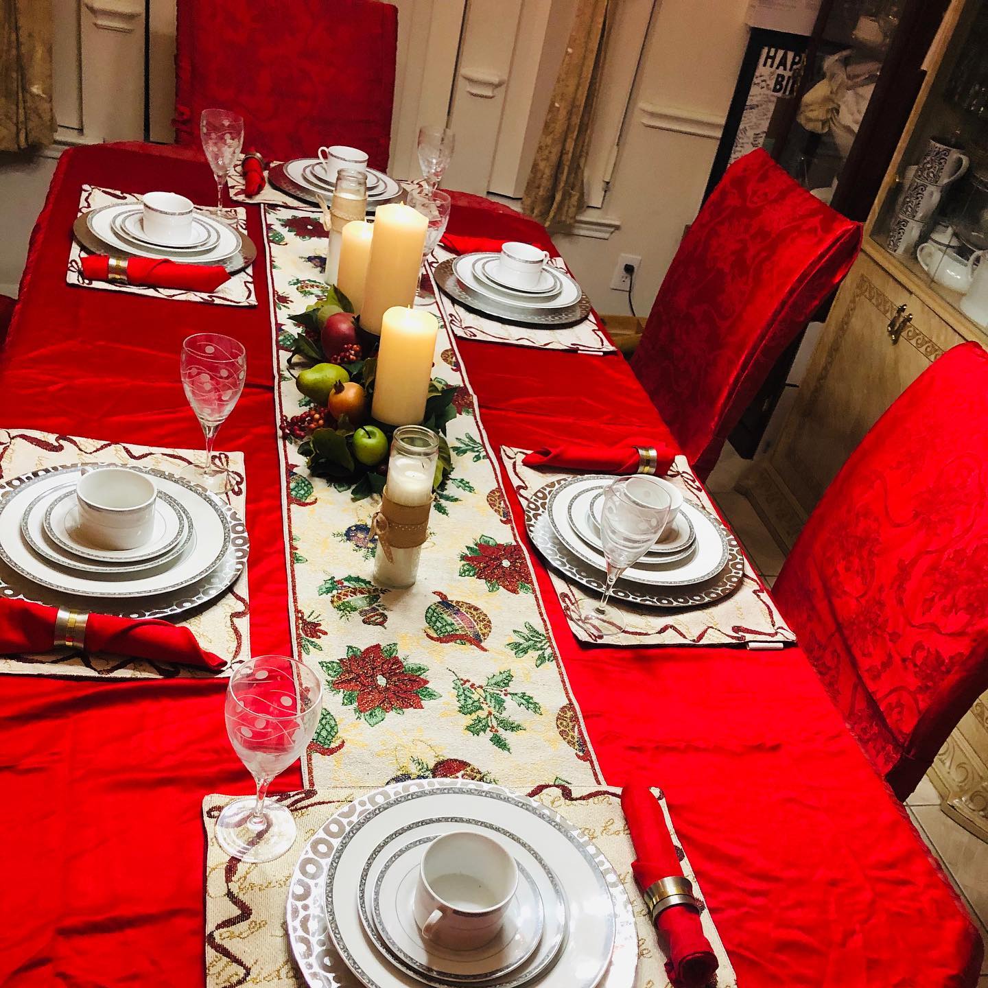 22. a Symphony Of Silver and Crimson with Crystal Accents on a Frosted Tabletop