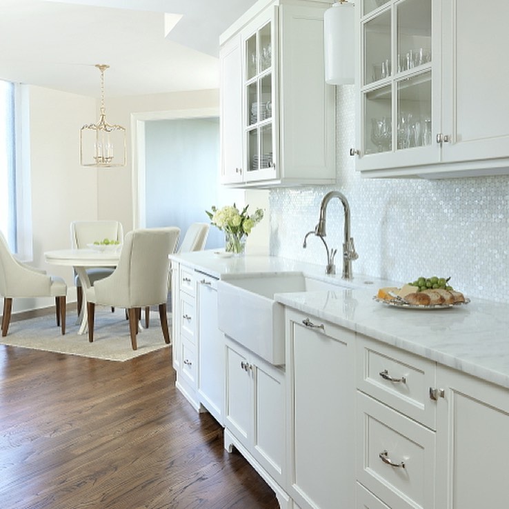 12. Cobalt Blue Herringbone with Copper Accents Backsplash