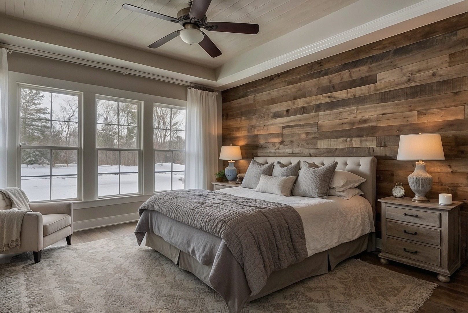 19. Vintage Tractor Seat Turned Nightstand In a Cozy Farmhouse Bedroom