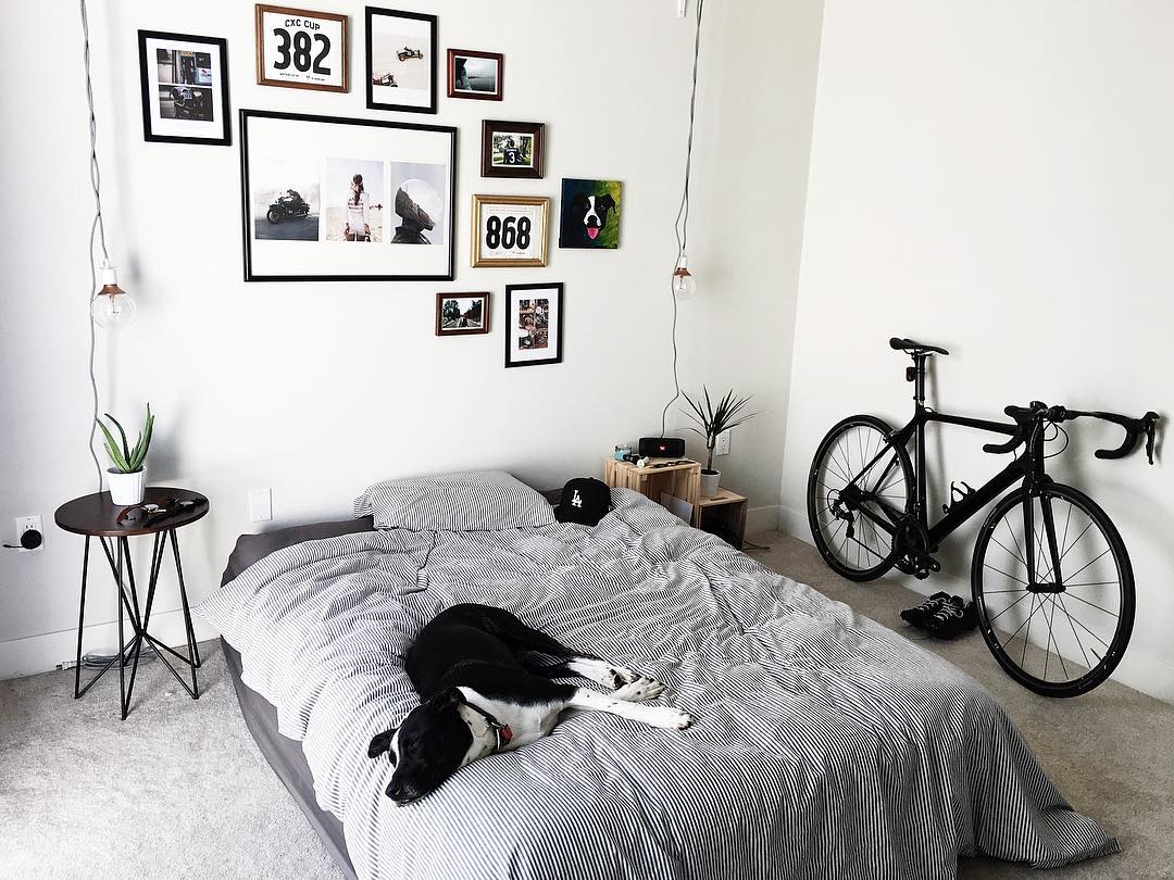 22. Moonlit Industrial Loft with Exposed Brick and Steel Bed Frame