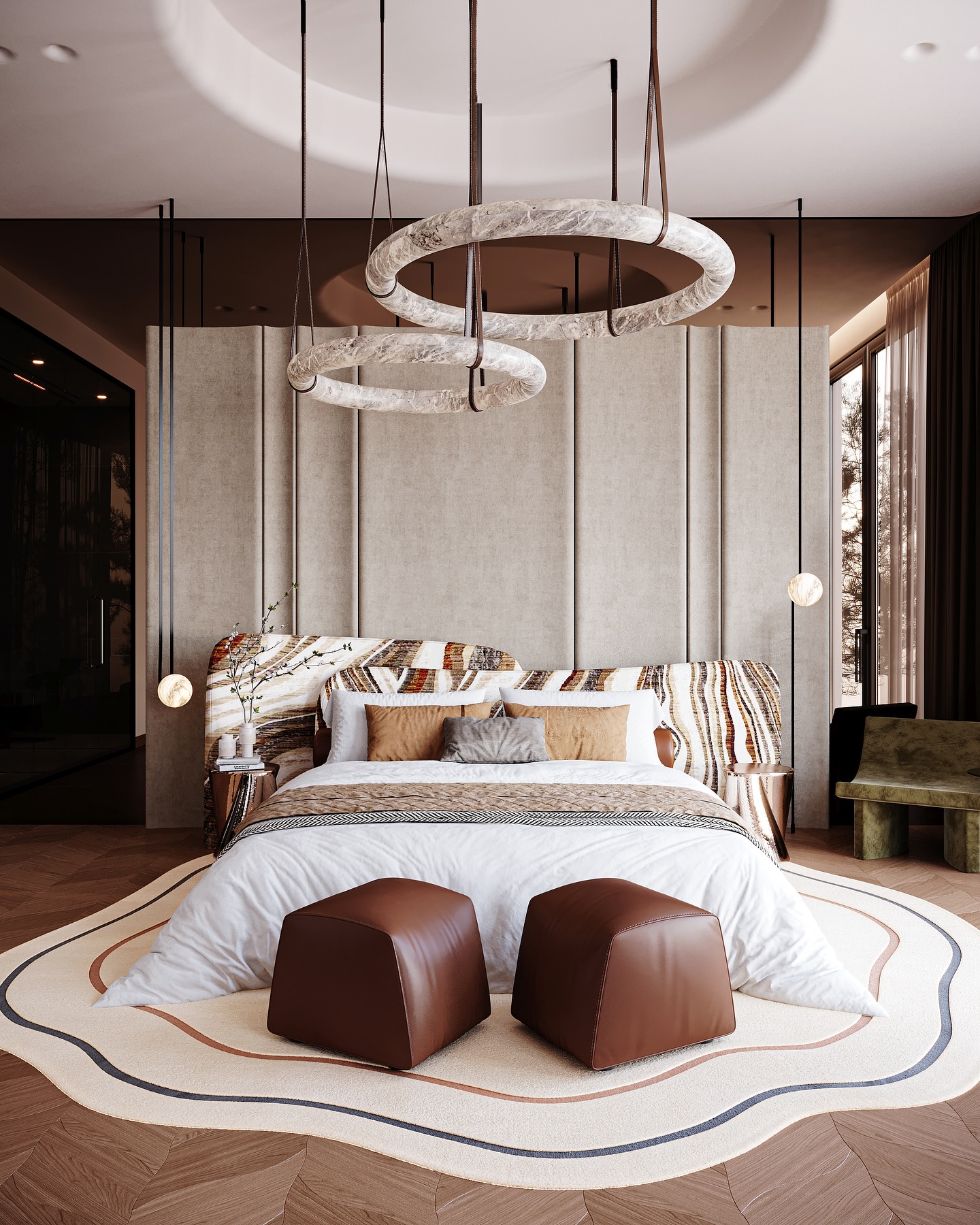 27. Moonlit Serenity: Silver Accents and Sheer Drapes In a Master Retreat