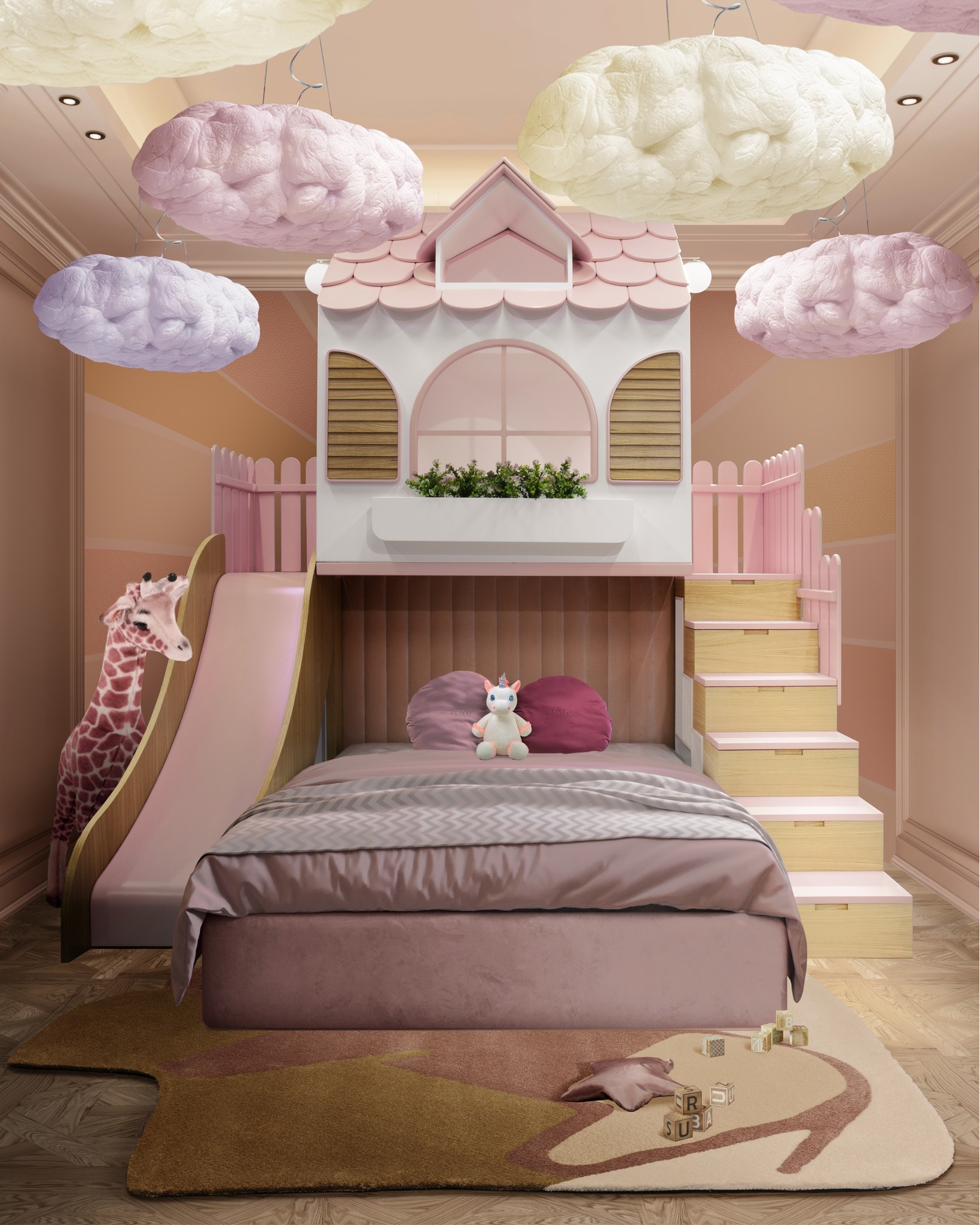 61. Soft Blush Canopy and Vintage Lace Draped Pink Bedroom Oasis