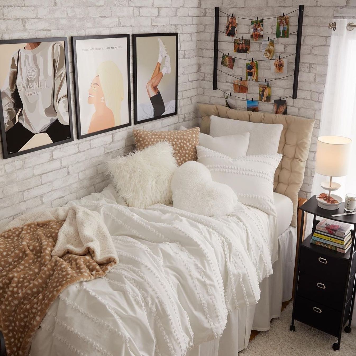 24. Neon Glow Study Nook with Geometric Wall Art and Cozy Bean Bag