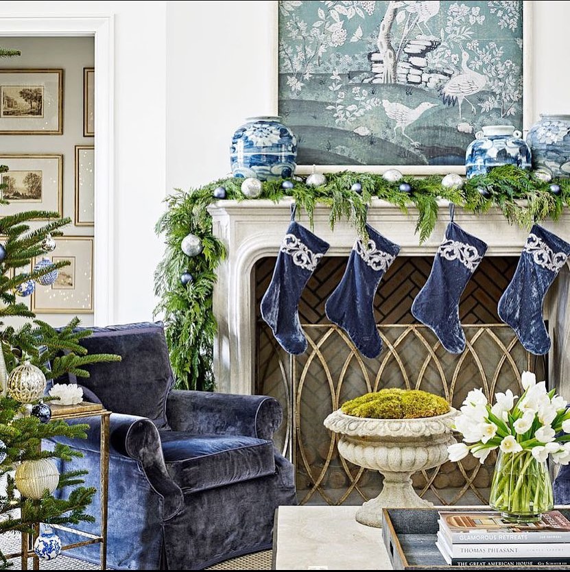 8. Twinkling Tinsel and Turquoise Baubles on a Frosted Pine Branch