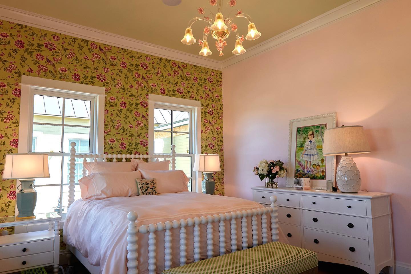 4. Sunlit Serenity: a Woven Basket and Wildflower Arrangement on a Distressed White Dresser