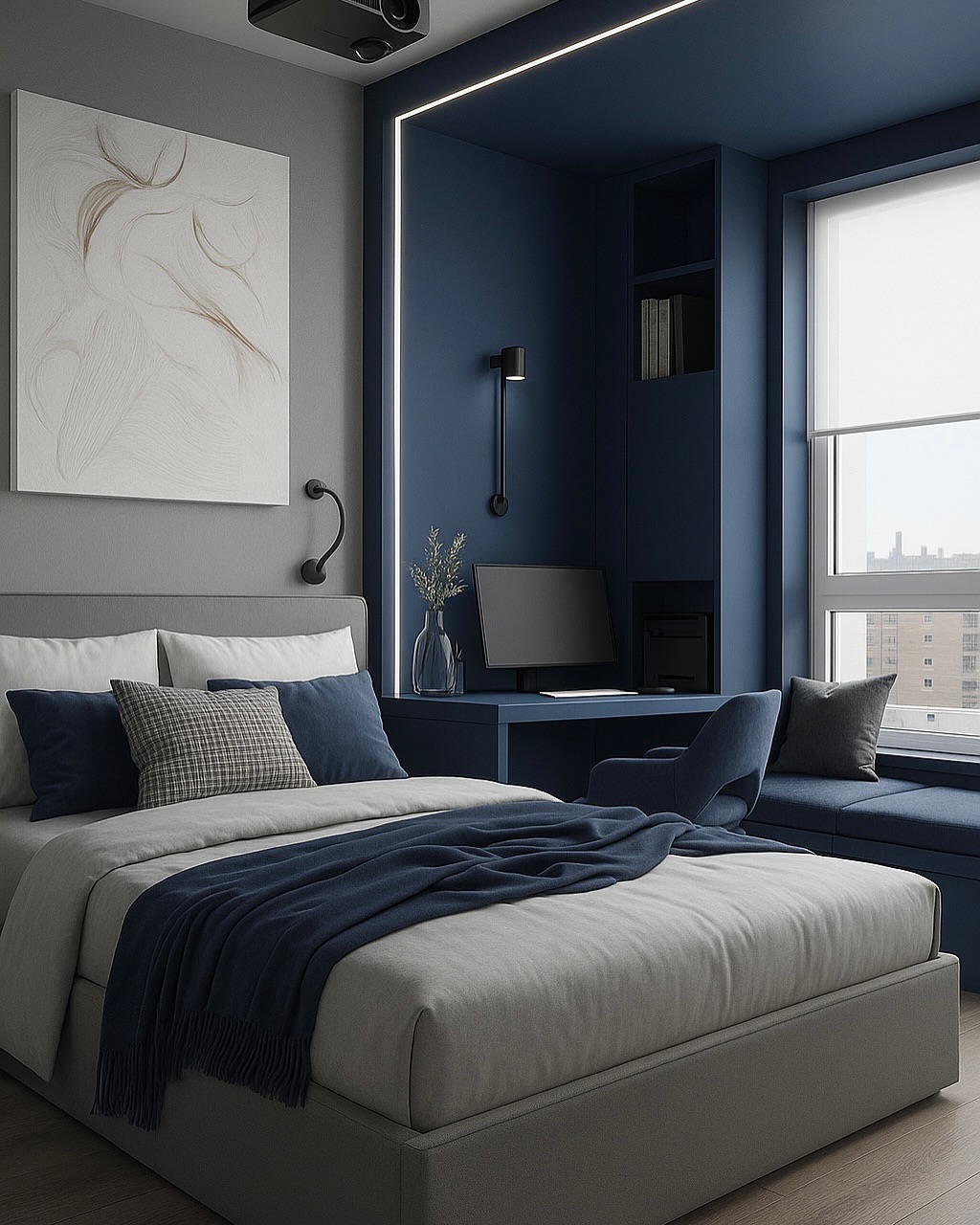 15. the Crimson Velvet Drape and Gilded Moonlight Bed Fusion