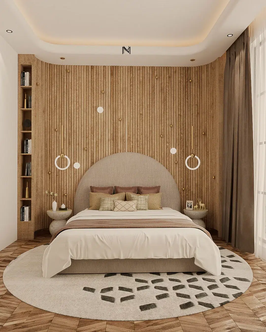 3. the Crimson Velvet Canopy and Geometric Wall Accent Bedroom