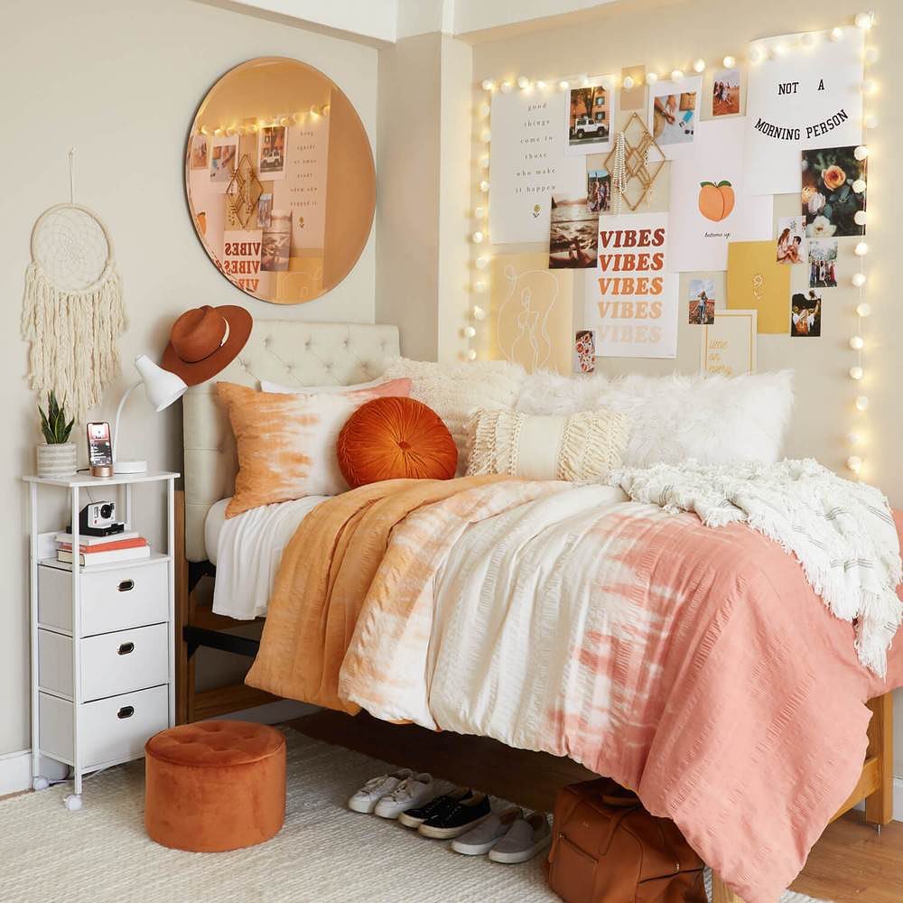 21. Midnight Blue Dreamscape: a Starlit Canopy Over a Cozy Dorm Nook
