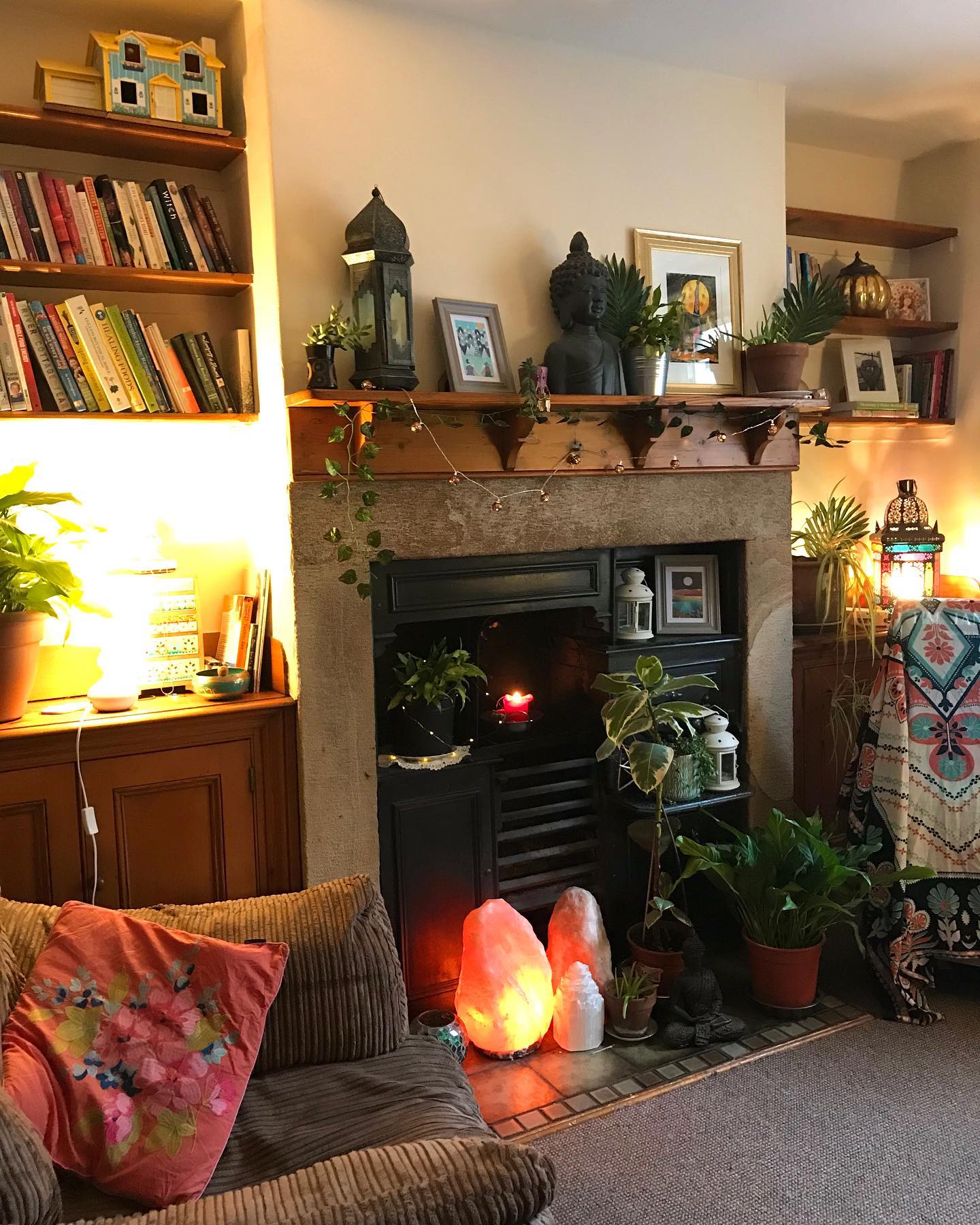 23. the Macrame Dreamcatcher and Succulent Fusion on a Rustic Wooden Shelf