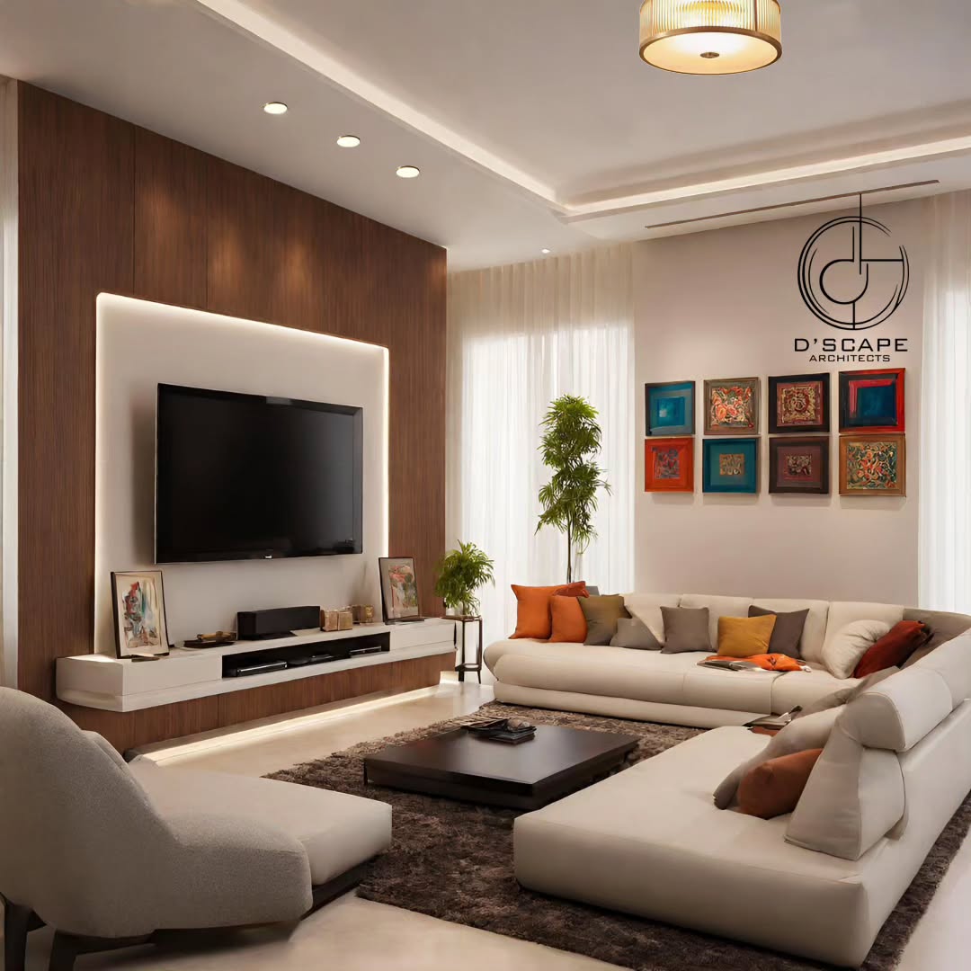 16. Sunlit Serenity: a Living Room with Geometric Patterns and Lush Plant Life