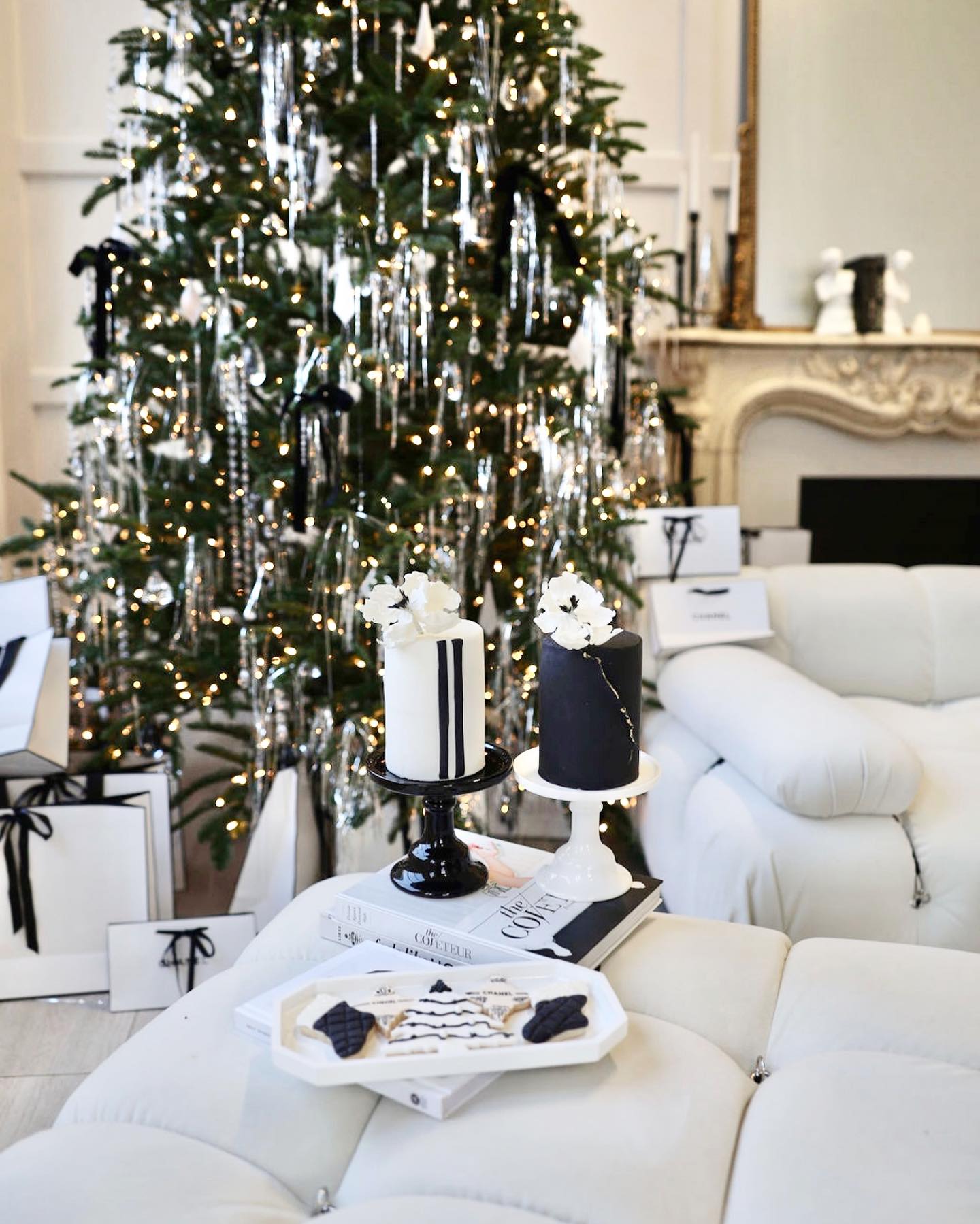 11. Midnight Frost on Silver Bells: a Monochrome Christmas Wreath with Ribboned Delight