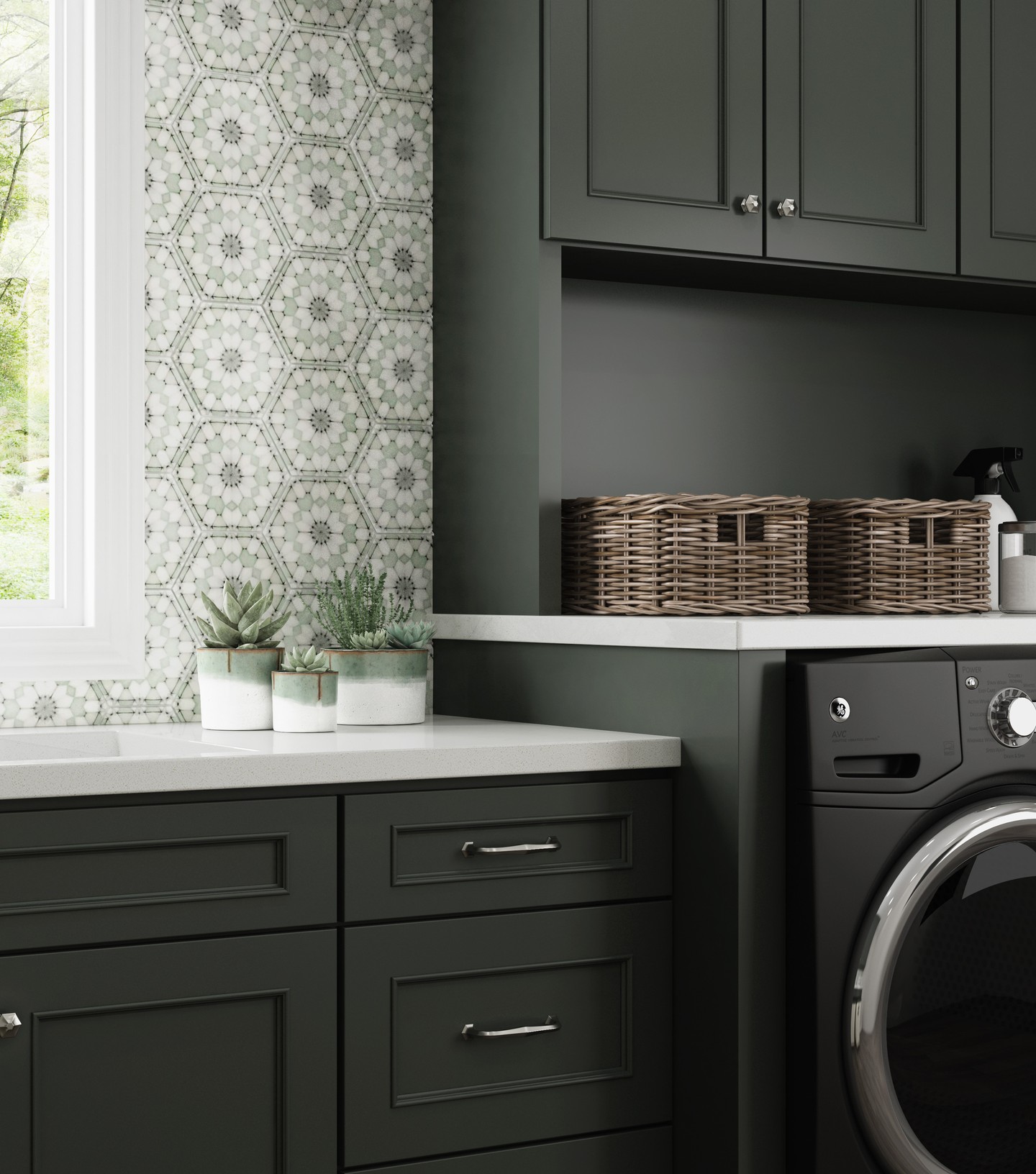 18. Moonlit Storage: the Laundry Room Cabinet with Crescent Cutouts and Starry Pegs