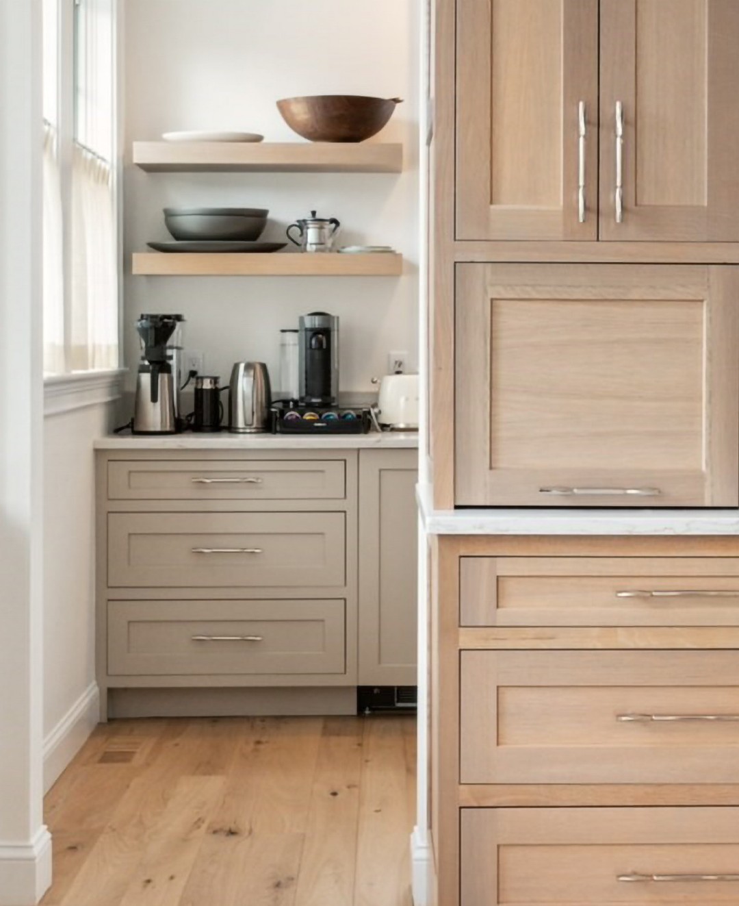 19. Moonlit Midnight Cabinets with Geometric Glass Inserts