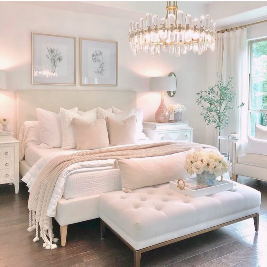 26. Cozy Nook with Floral Wall Art and Tiered Shelving for a Whimsical Touch