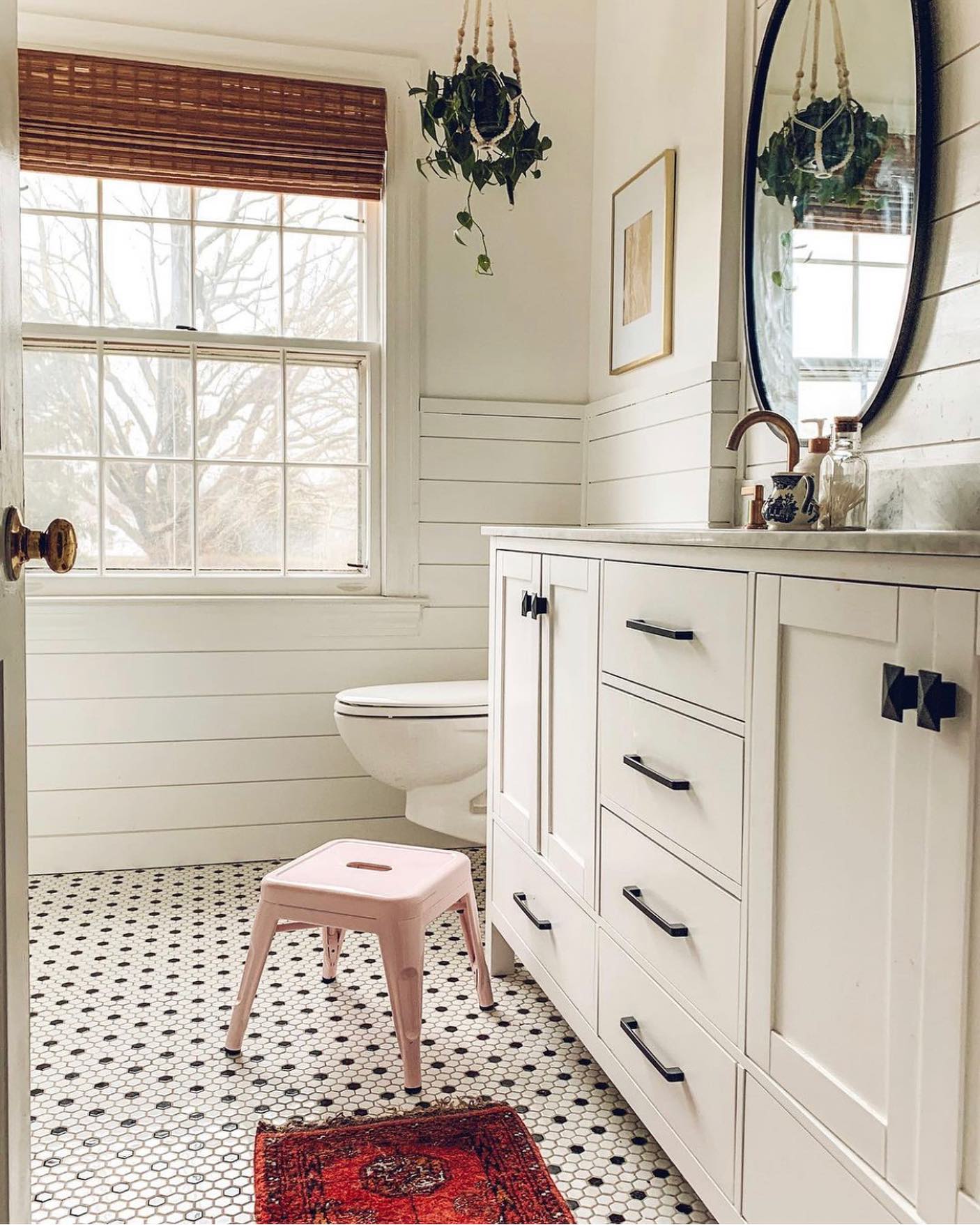 20. Shiplap Meets Serenity: the Floating Shelf with Vintage Milk Glass