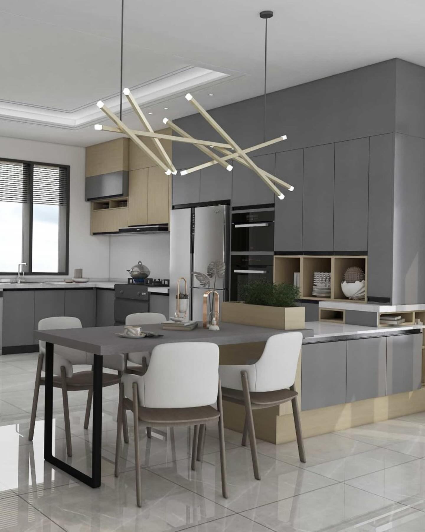 22. Frosted Glass Panels and Brass Hardware: a Modern Twist on Classic Kitchen Storage