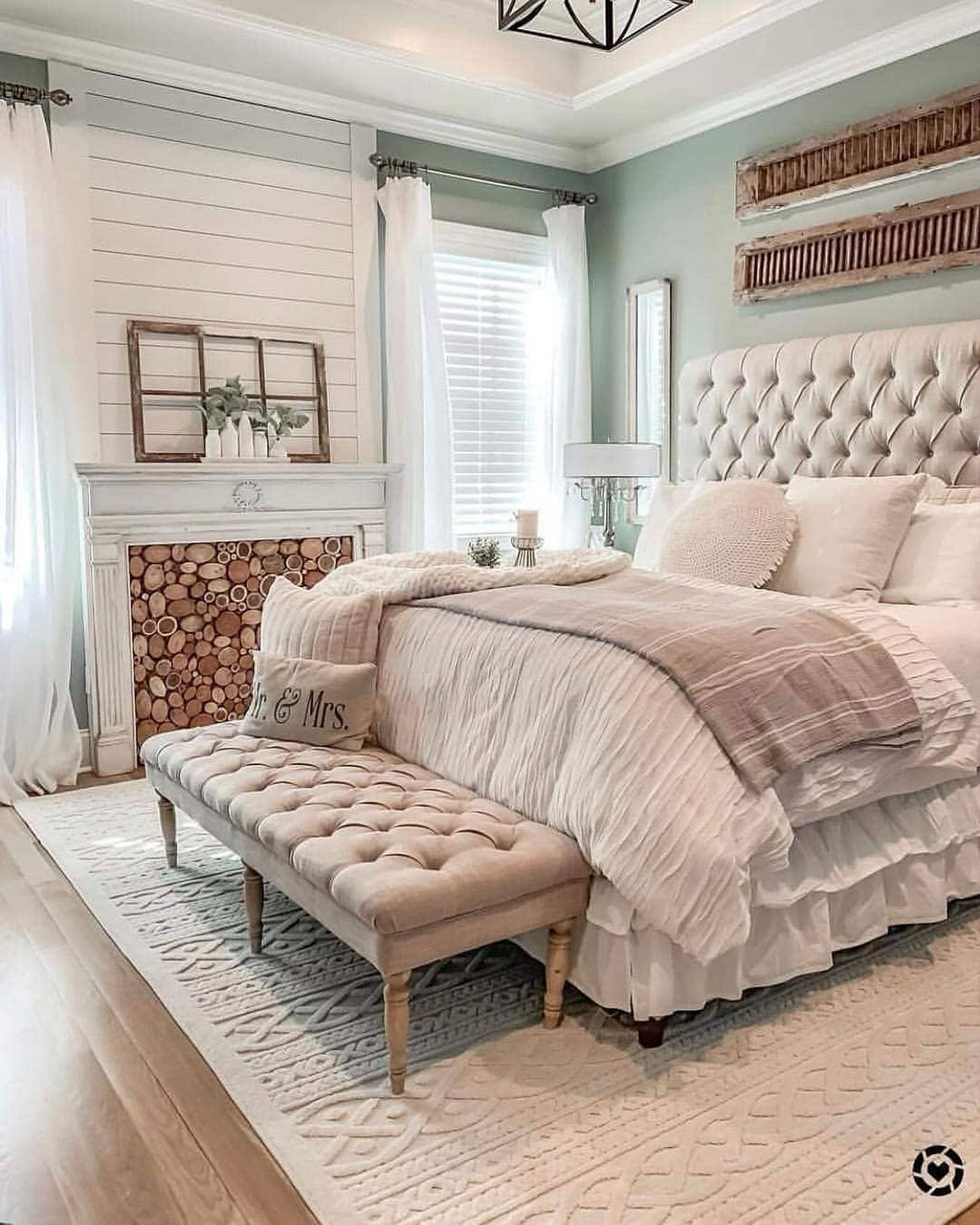38. Cozy Nook with Vintage Trunk and Rustic Star Quilt Bedding