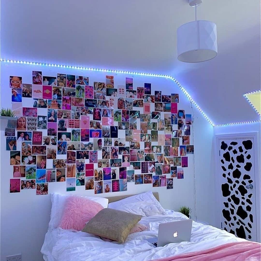6. the Crimson and Teal Tapestry Wall with Fairy Lights and Potted Plant Oasis