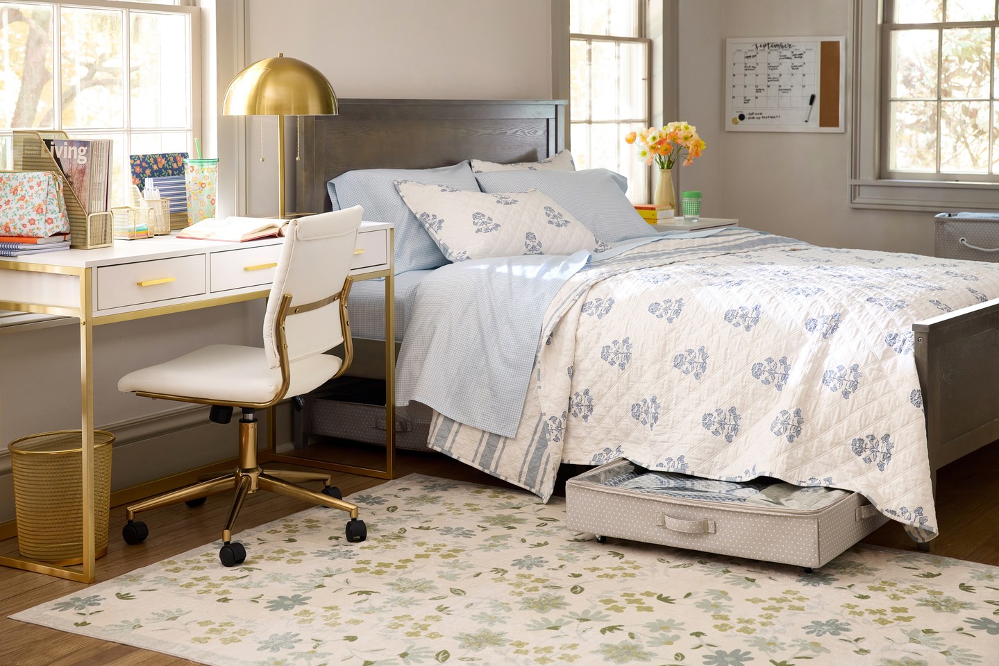 2. Neon Green Accents Meet Minimalist Monochrome In Compact Dorm Design