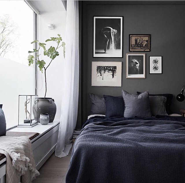 35. Midnight Surfboard Wall Accent Above Industrial Bed Frame